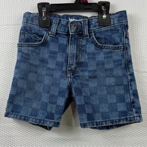 Wrangler Blue Checkered Denim Shorts Sz 6 Reg